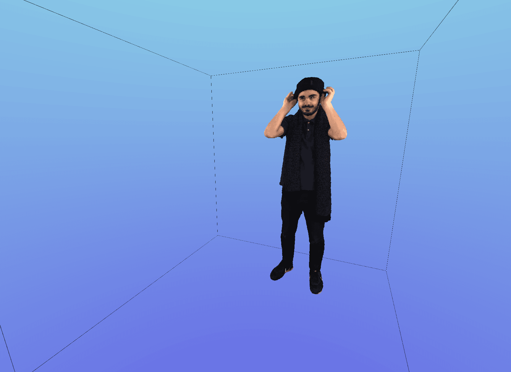 blue shirt man real life content 512v
